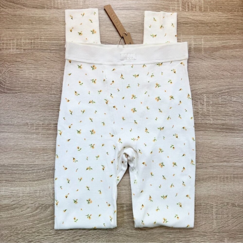 NWT SKIMS Cotton Rib Leggings Marigold Rosebud Floral Print Small